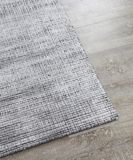 Lava silver hand loom knotted wool and art silk rug