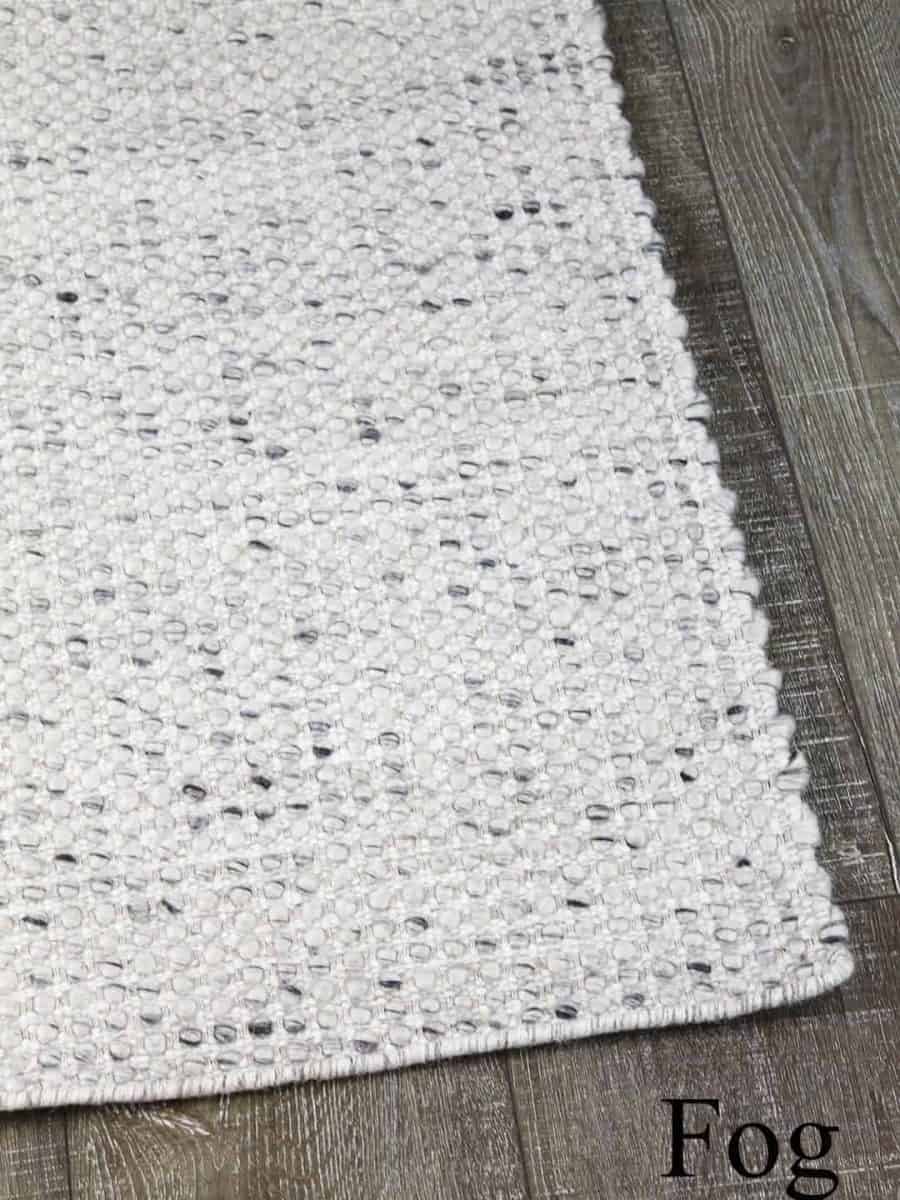 Kobe fog grey hand woven pure wool flat weave rug stans rug centre