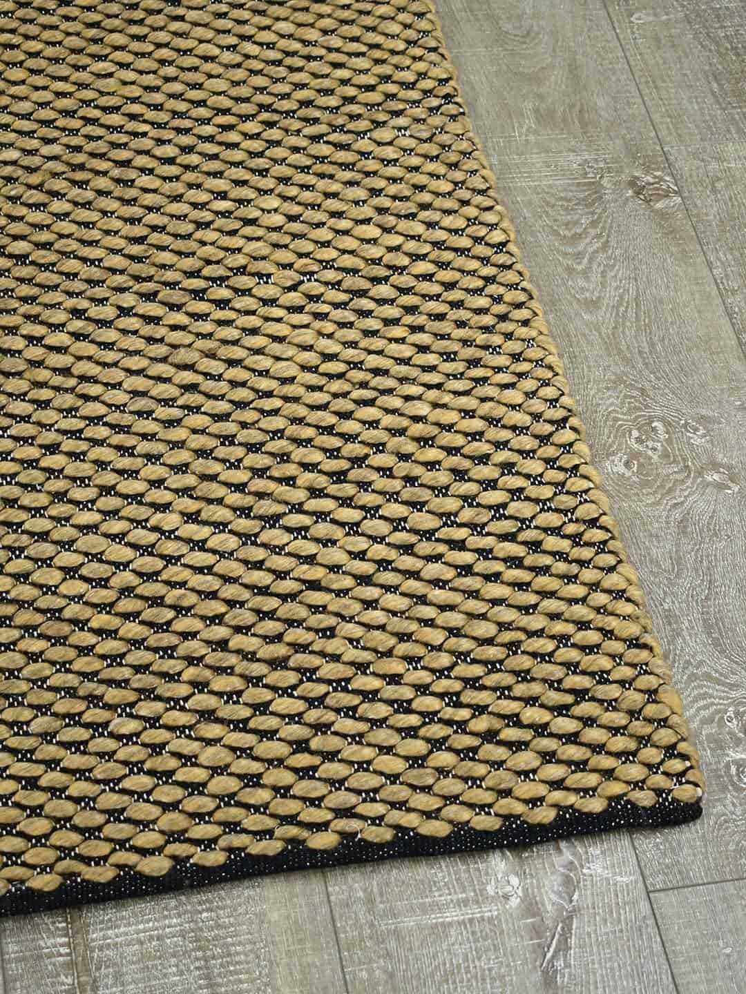 palmas honey yellow black texture flat weave stans rug centre