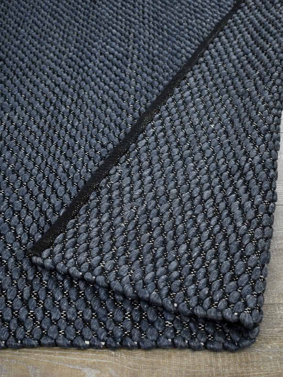 palmas midnight blue wool flat weave texture stans rug centre