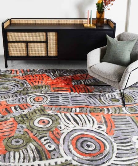 charmaine pwerle akarley indigenous rug aboriginal design stans rug centre