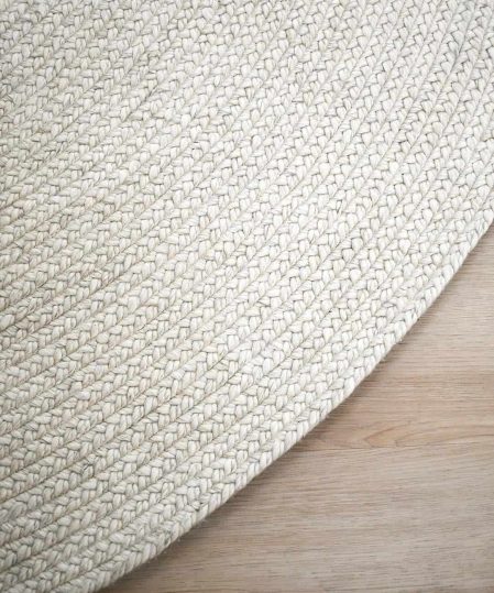 hand-woven-wool-and-art-silk-plait-shaped-rugs-circle-perth-Stans-snow-white