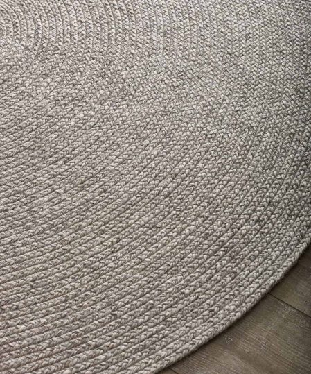 hand-woven-wool-and-art-silk-plait-shaped-rugs-circle-perth-Stans-silver-grey