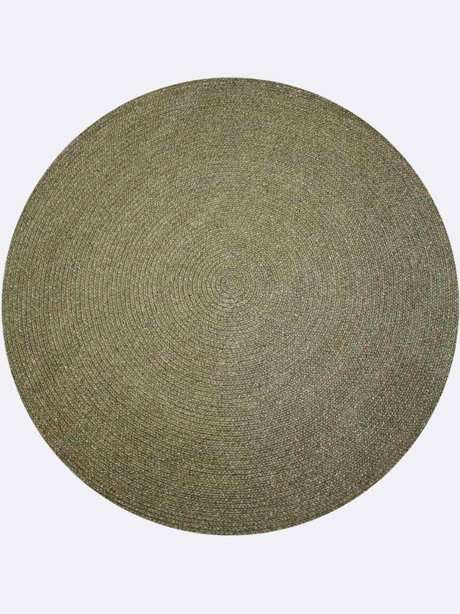 hand-woven-wool-and-art-silk-plait-shaped-rugs-circle-perth-Stans-olive-green
