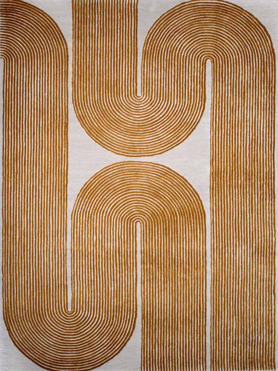 Viper-golden-stans-rug-centre-wool-rug-carved-orange-wool-carver-curves