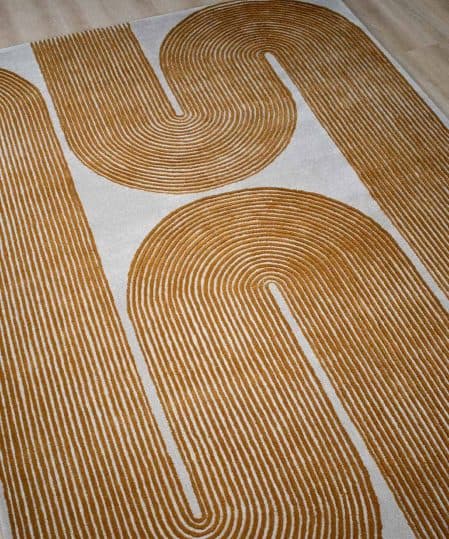 Viper-golden-stans-rug-centre-wool-rug-carved-orange-wool-carver-curves